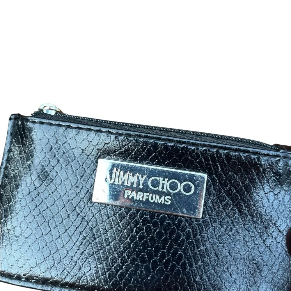 Jimmy Choo Parfumes Croc Embossed Coin Case Pouch Keychain Card Holder EUC